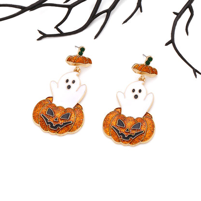 Women Fashion Exaggerated Ghost Pumpkin Earrings