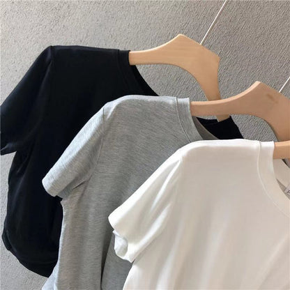 Summer Casual Basic Solid Color Short Sleeve Blank T-Shirt