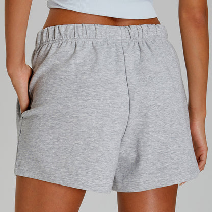 Pantalones cortos casuales de cintura alta de color sólido a la moda para mujer