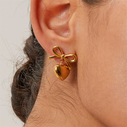 Elegant Love Pendant Earrings in Titanium Steel