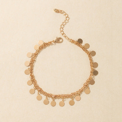 Tobillera con borlas multicapa estilo bohemio para mujer