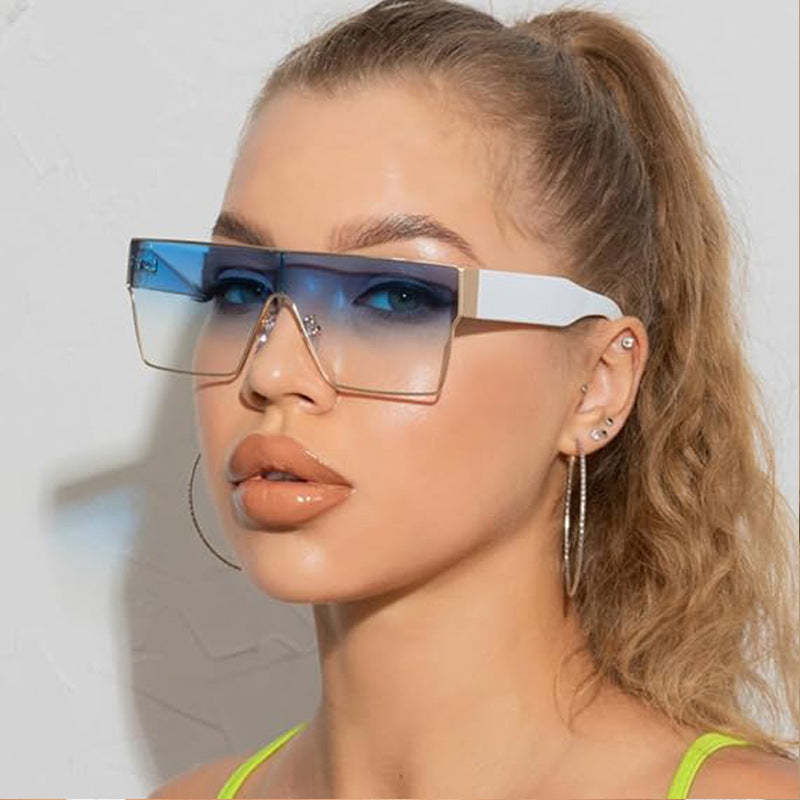 Gafas de sol cuadradas de metal con diseño poligonal, resistentes a los rayos UV.