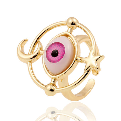 Anillos creativos de moda con diseño de ojo malvado bañados en cobre para mujer