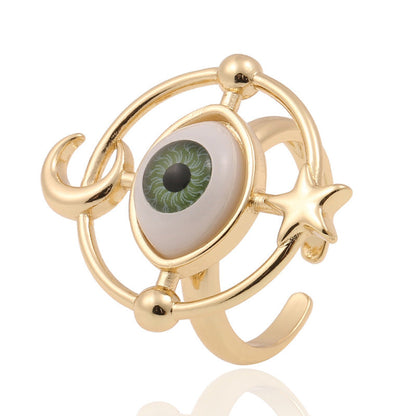 Anillos creativos de moda con diseño de ojo malvado bañados en cobre para mujer