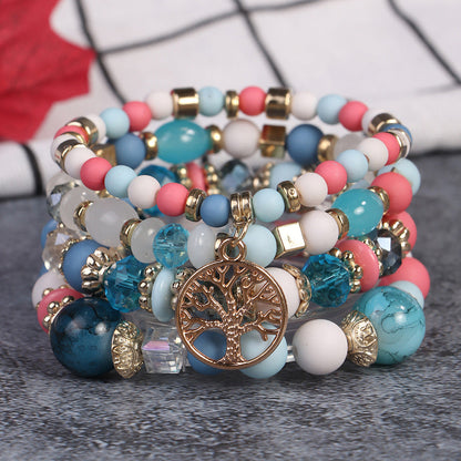 Conjunto de pulseras de cuentas multicapa estilo retro bohemio