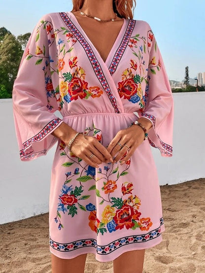Bohemian Women Vintage Print Holiday Dress