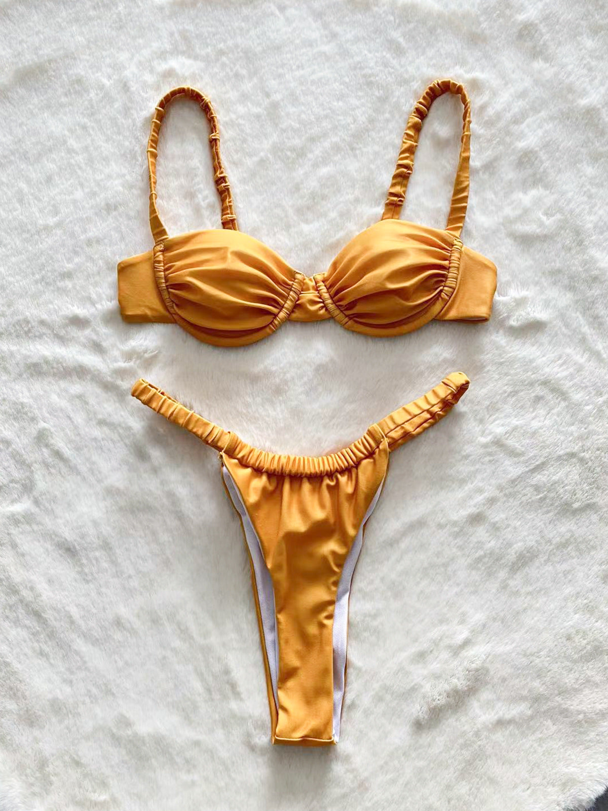 Summer Vacation Solid Color Bikini Swimwear