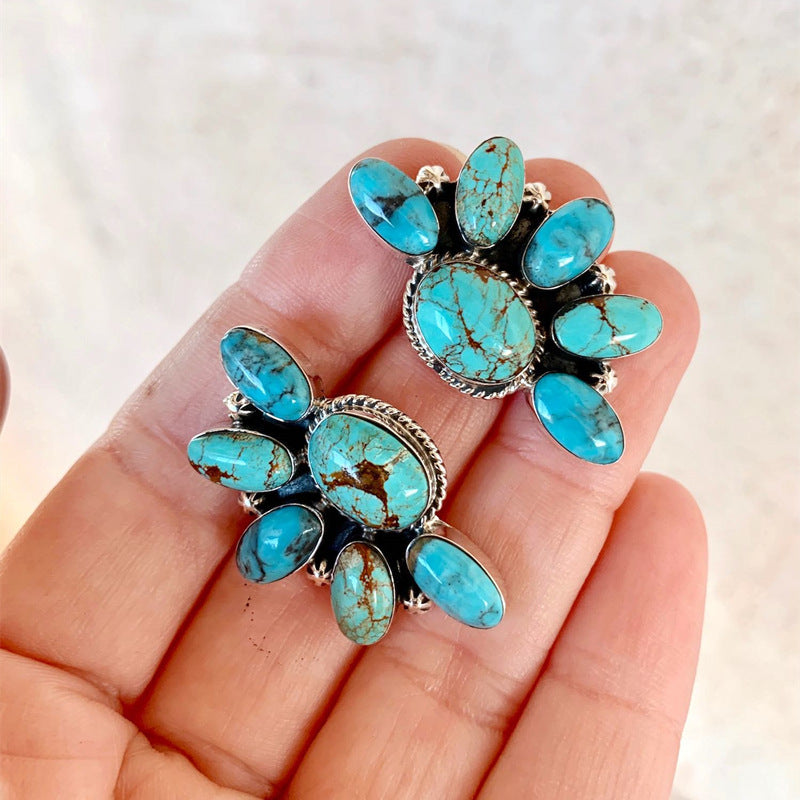 Boucles d'oreilles à tige géométriques florales bohèmes vintage