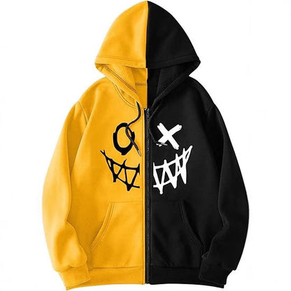 Men Fashion Casual Demon 3D Printed Long-Sleeve Zipper Hoodies