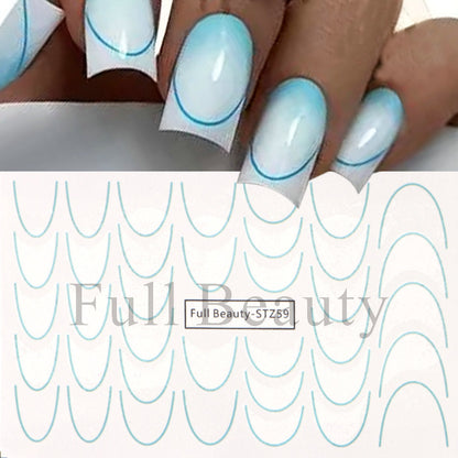 Pegatinas de líneas degradadas para decoración de uñas
