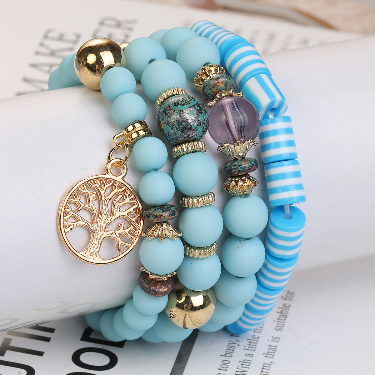 Pulsera multicapa arcoíris creativa y bohemia