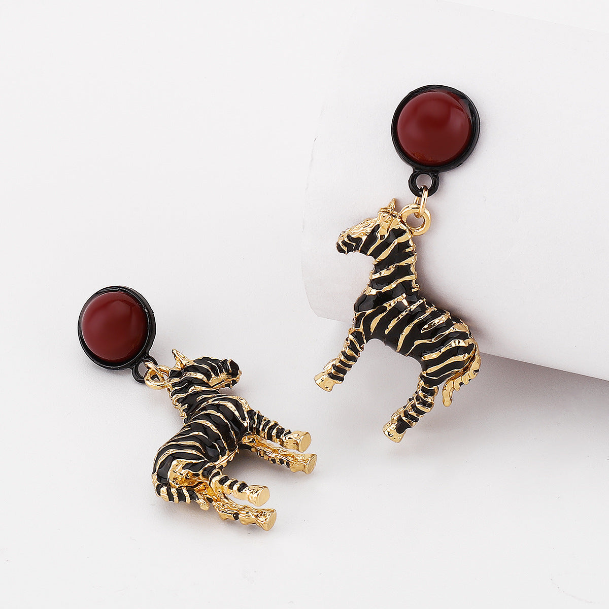 Boucles d'oreilles pendantes zèbre vintage créatives