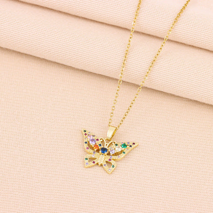 Collar con colgante de mariposa multicolor bohemio