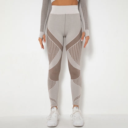 Leggings de yoga taille haute ajourés sans coutures pour femmes - Vêtements de sport ajustés