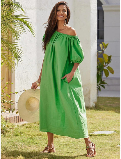 Robe longue décontractée d'été à épaules dénudées pour femme