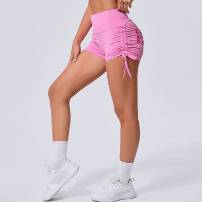 Pantalones cortos casuales de color sólido con cordón para mujer