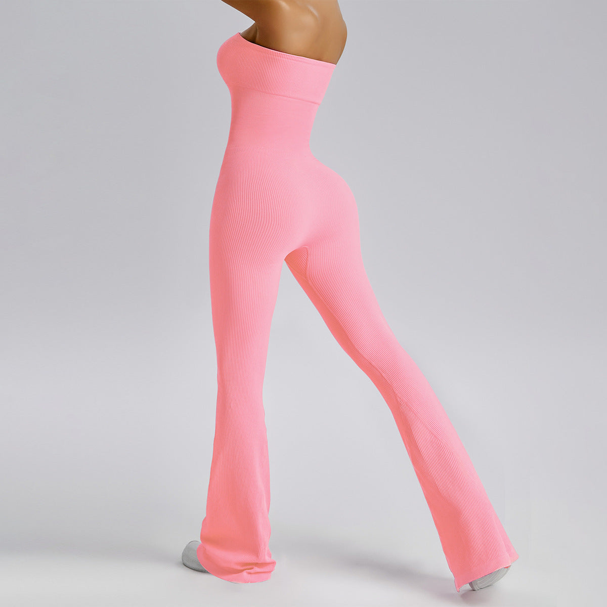Women Fashion Solid Color Tube Top Yoga Jumpsuit