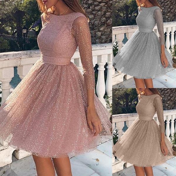 Summer Women Fashion Long Sleeve High Waist Cocktail Dress