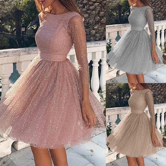 Summer Women Fashion Long Sleeve High Waist Cocktail Dress