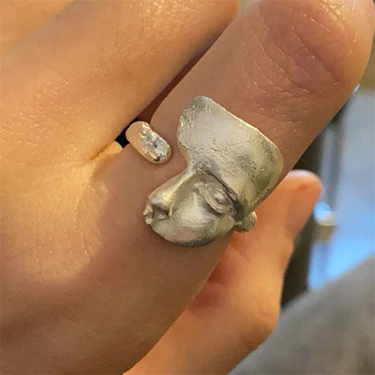 Anillo de máscara blanca de moda para mujer de cobre hecho a mano