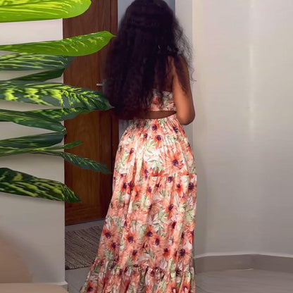 Women Fashion Sexy Vacation Floral Print Dress
