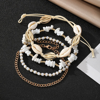 Conjunto de conchas tejidas con cuentas sencillas de moda bohemia para mujer