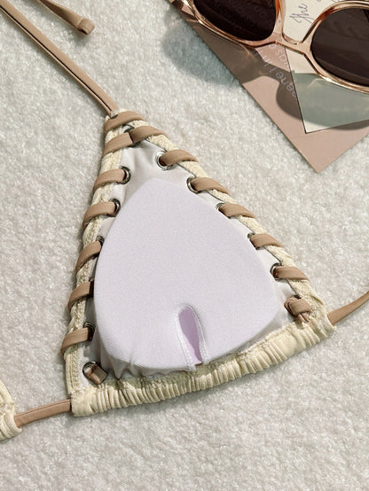 Summer Sexy Solid Color Bandage Bikini Swimwear