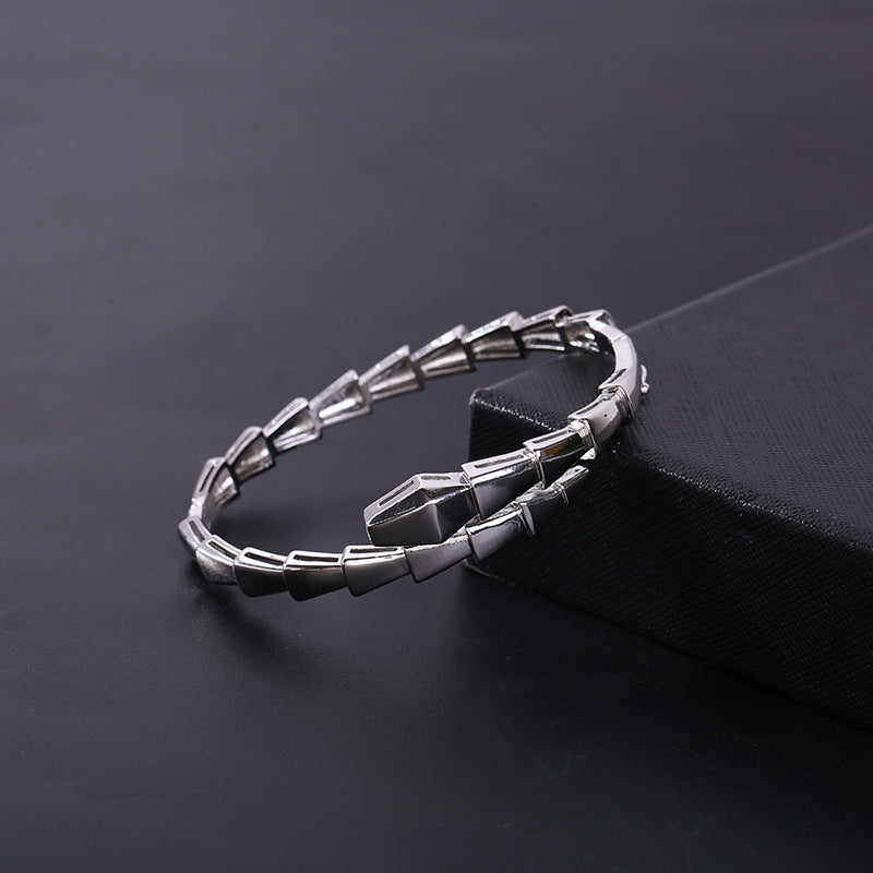 Women Fashion Solid Color Electroplated Snake Bone Bracelet Copper Stylish Jewelry