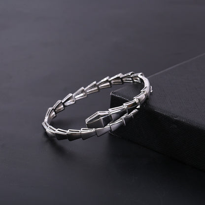 Women Fashion Solid Color Electroplated Snake Bone Bracelet Copper Stylish Jewelry