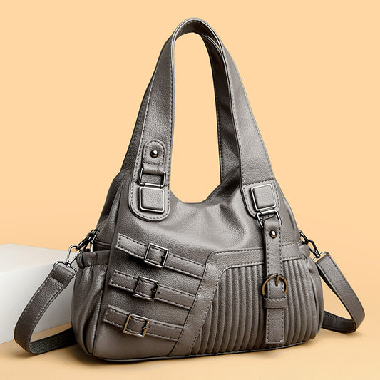 Sac à main en PU de grande capacité, décontracté et tendance, couleur unie, pour femmes