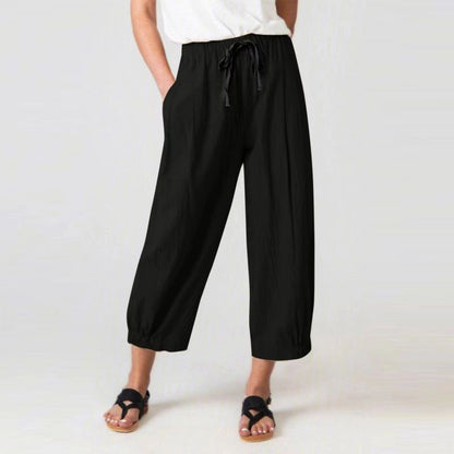 Women'S Fashion Casual Cotton Linen Cropped Pants