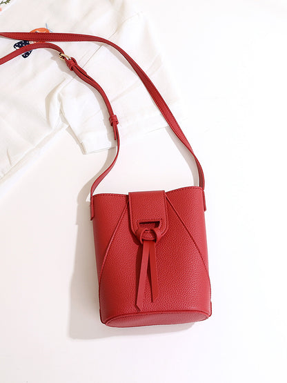 Women Soft Leather Solid Color Crossbody Phone Bag