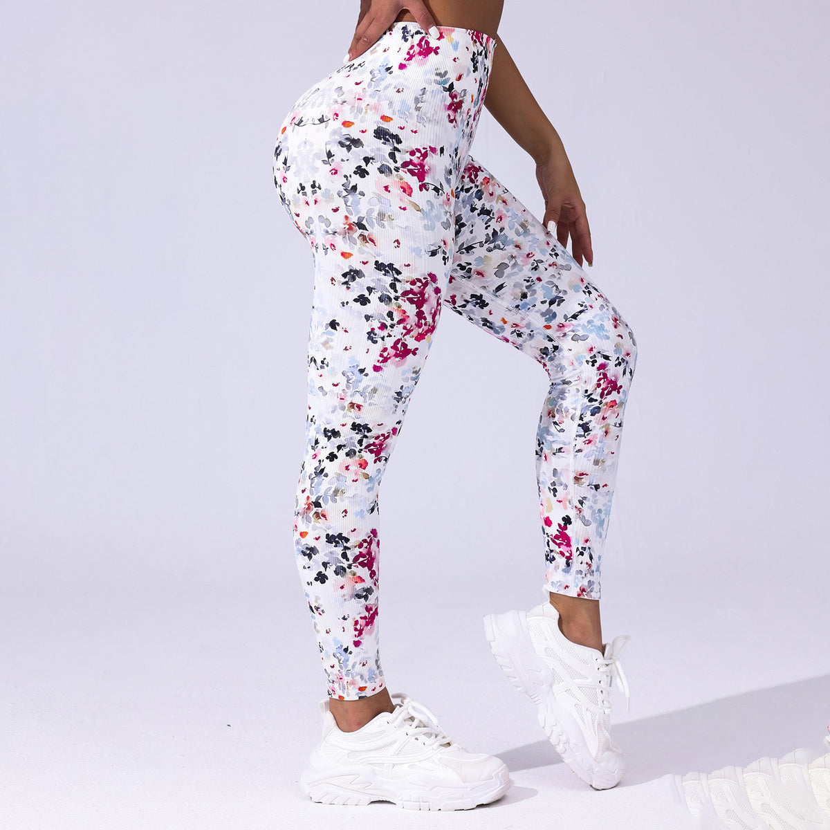 Leggings de sport taille haute à imprimé floral