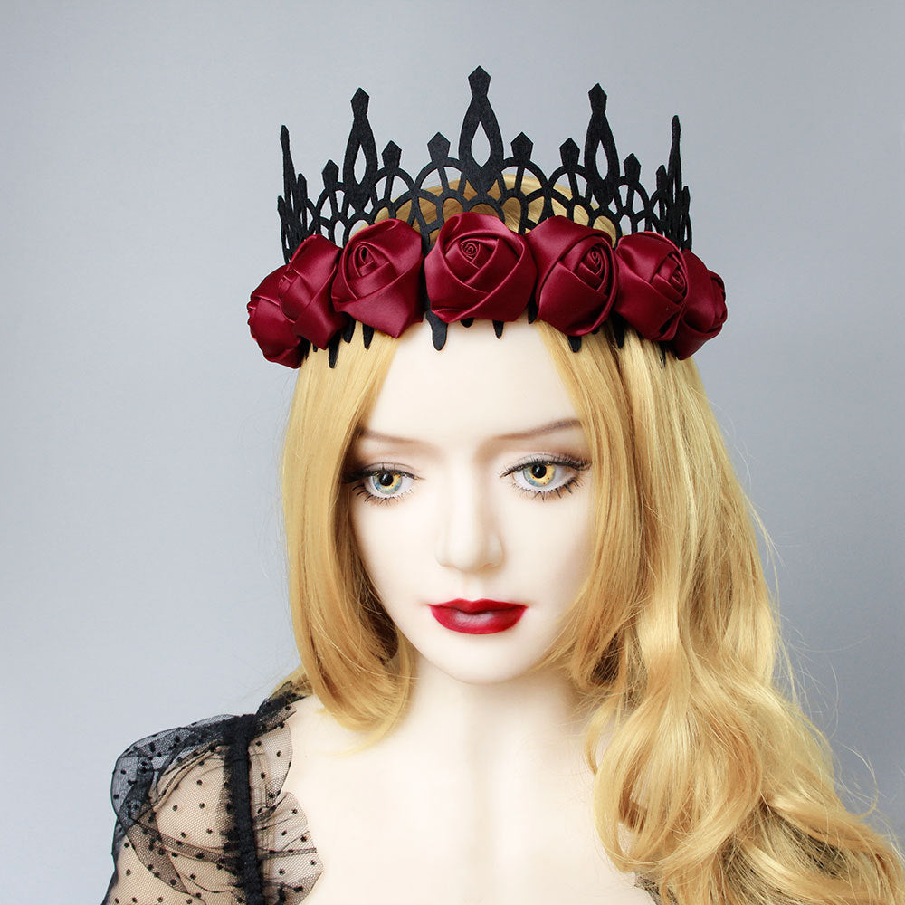 Gothic Baroque Halloween Rose Hair Crown Headwear