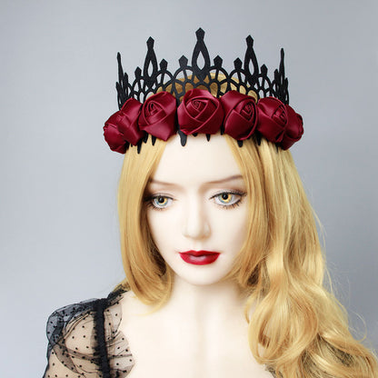 Gothic Baroque Halloween Rose Hair Crown Headwear
