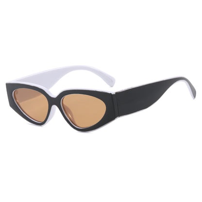 Lunettes de soleil tendance pour femmes, style chat, colorblock, avec monture en polycarbonate