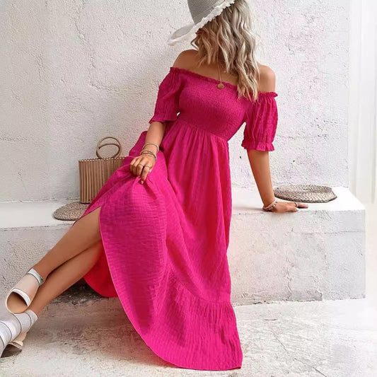 Vacation Women Casual Off-Shoulder Maxi Dress