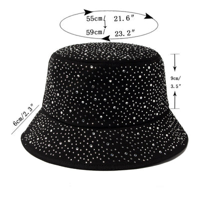 Women Simple Fashion Rhinestone Sunshade Bucket Hats