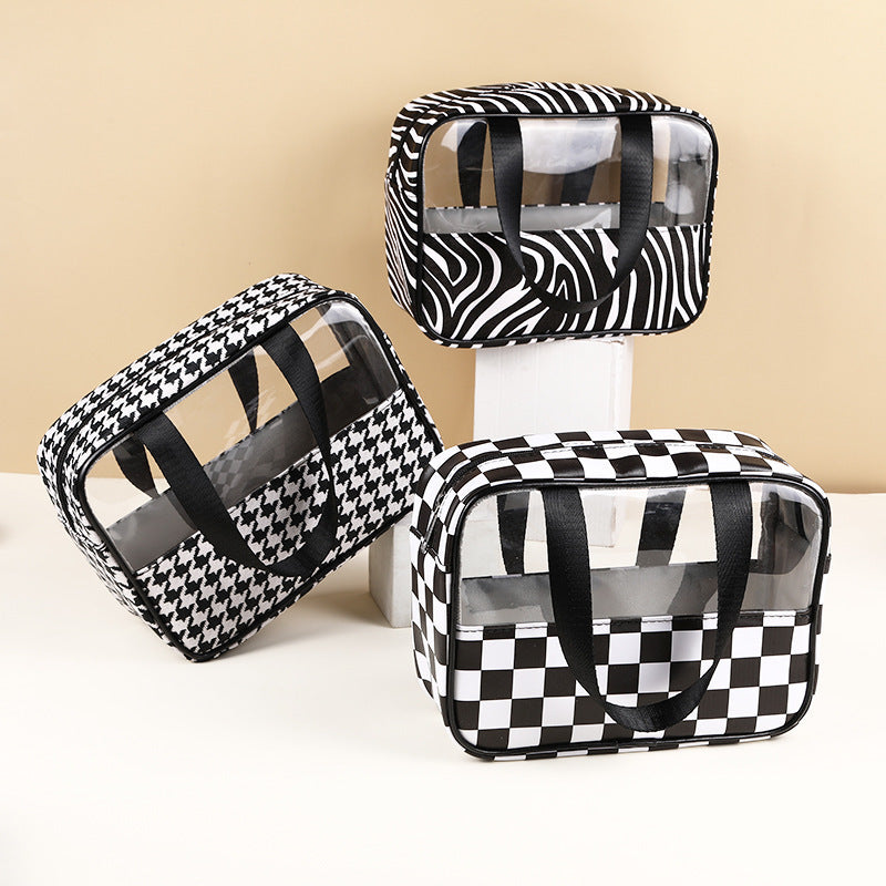 Bolsa de cosméticos impermeable con diseño de pata de gallo