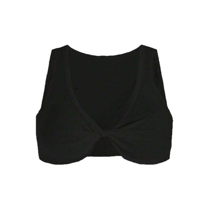 Women Sexy Solid Color Knotted Crop Top - Polyester Slim Fit