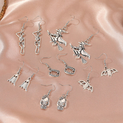 Halloween Skeleton Bat Spider Earrings Alloy Retro Style
