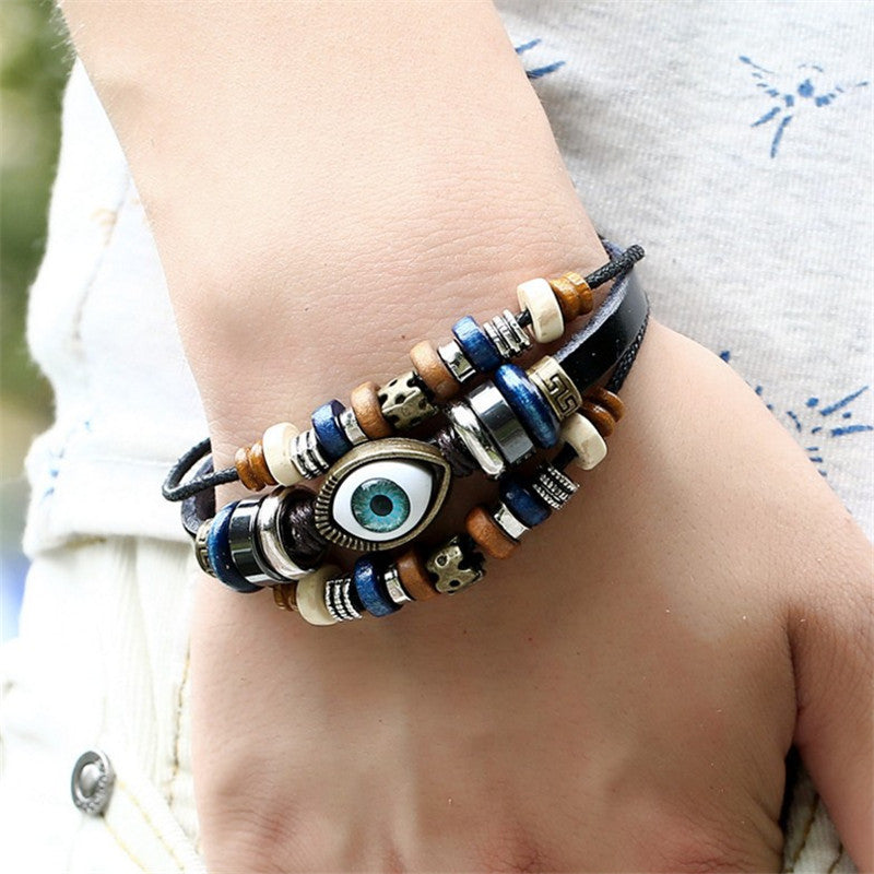 Pulsera de cuentas de ojo malvado estilo bohemio vintage
