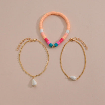 Conjunto de tobilleras multicapa con conchas de arcilla polimérica de Bohemia