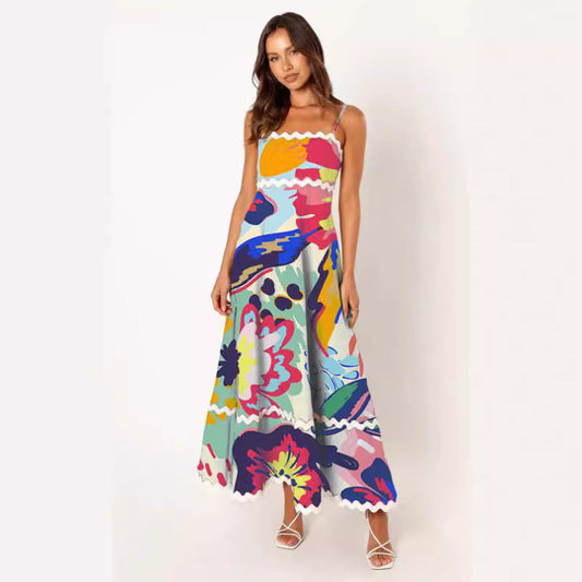 Women Casual Summer Vacation Floral Maxi Sun Dress