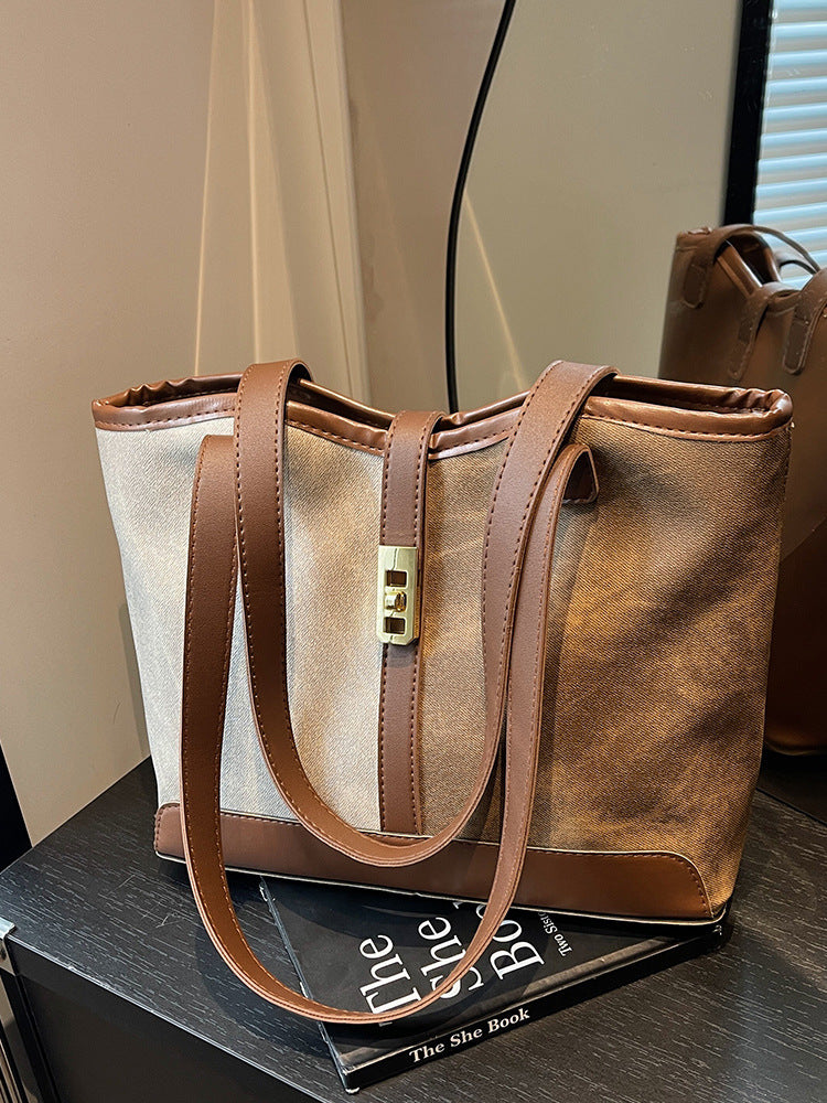Bolso de mano informal de moda para mujer con colores contrastantes