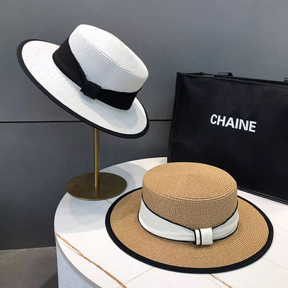 Elegante sombrero de paja plano para el sol
