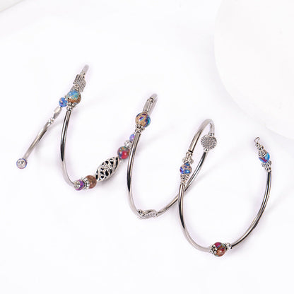Pulsera bohemia de cuentas de piedra natural para mujer