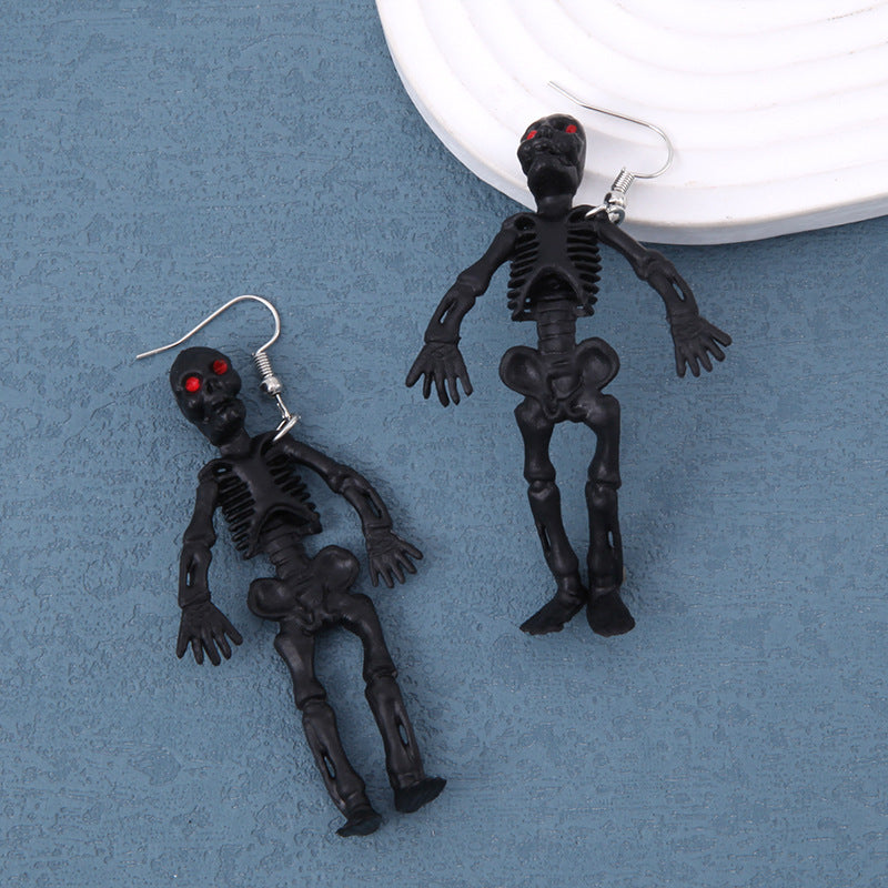 Halloween Women Fashion Exaggerated Resin Skeleton Earrings