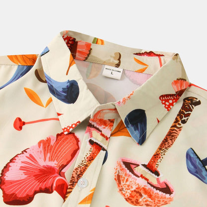 Men Summer Casual Vacation Mushroom Print Shirt