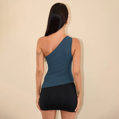 Top de tirantes con hombros descubiertos, sexy, de color liso, a la moda para mujer